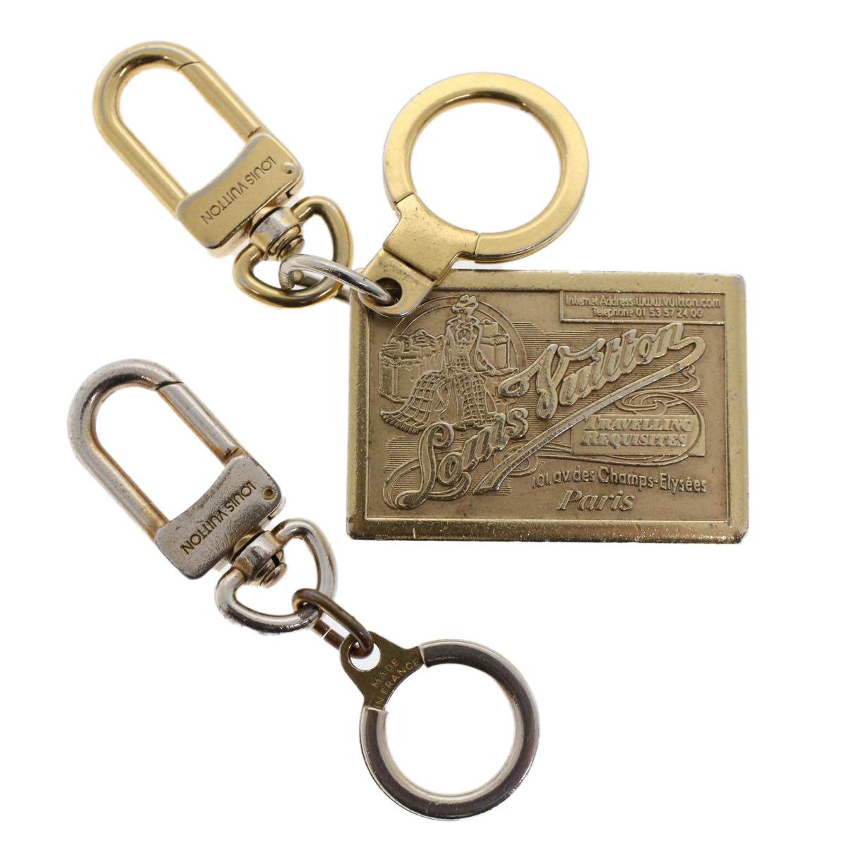 LOUIS VUITTON Key Holder Metal 2Set Gold LV Auth ac1969