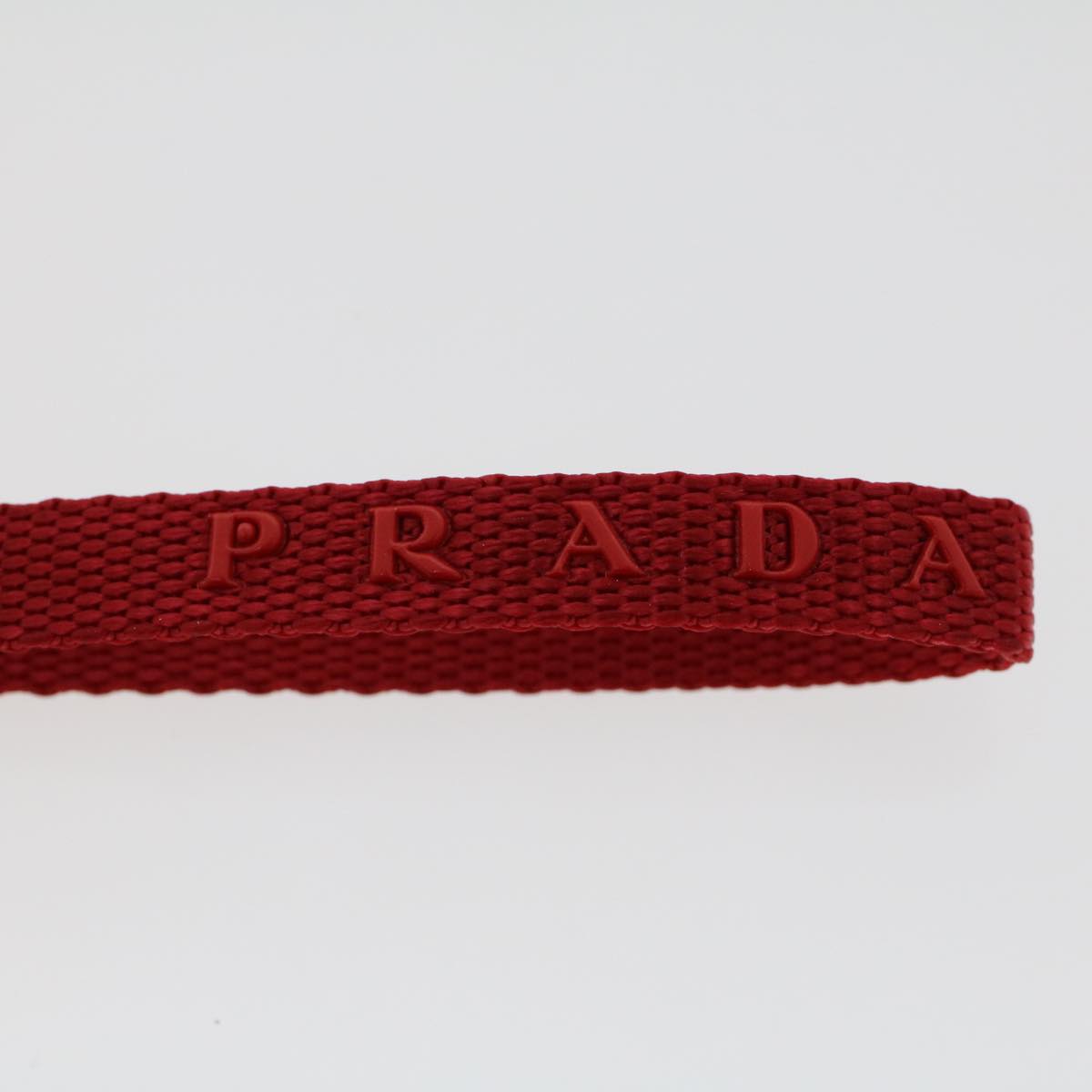PRADA Key Ring Nylon Red Auth ac1976