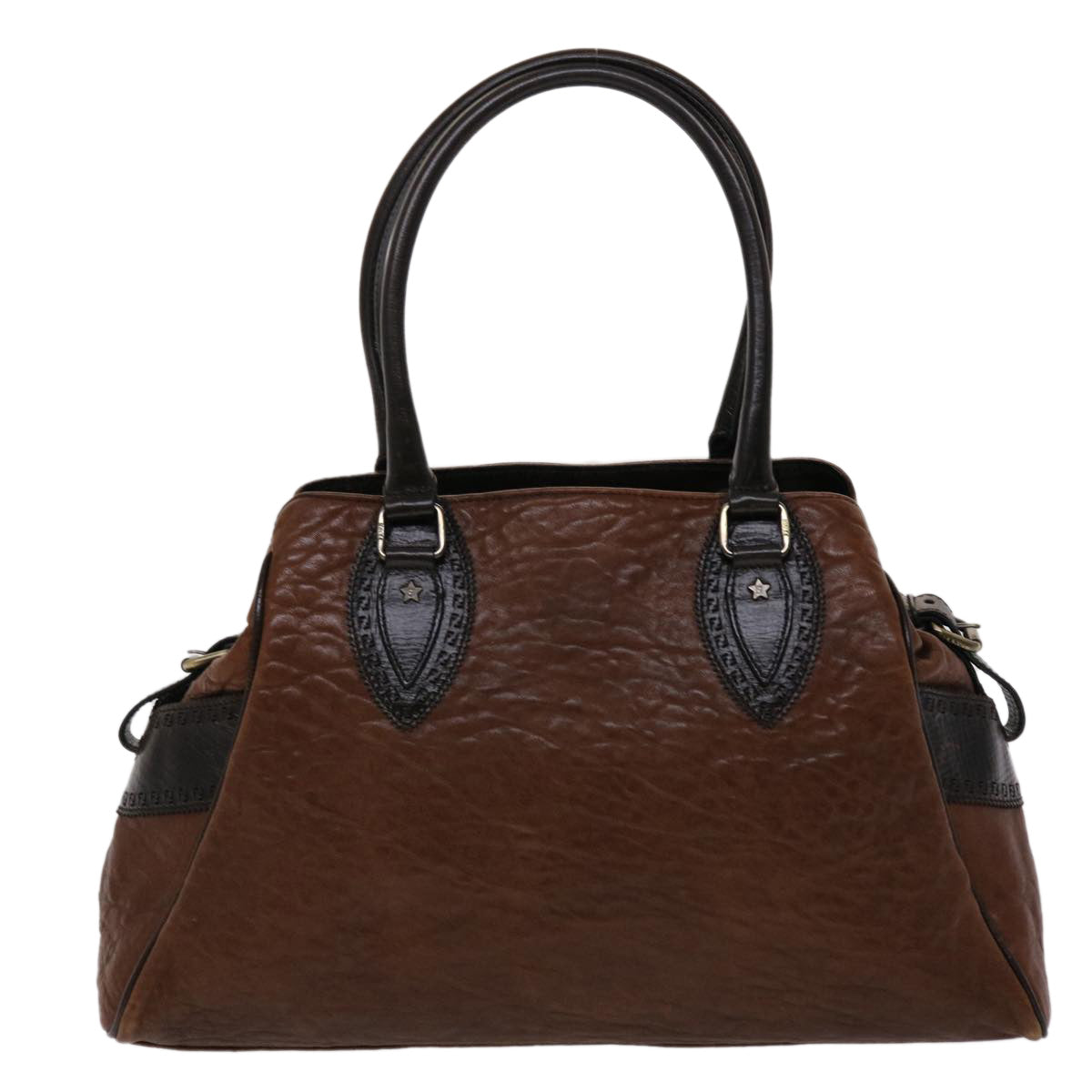 FENDI Etnico Hand Bag Leather Brown Auth ac1980 - 0