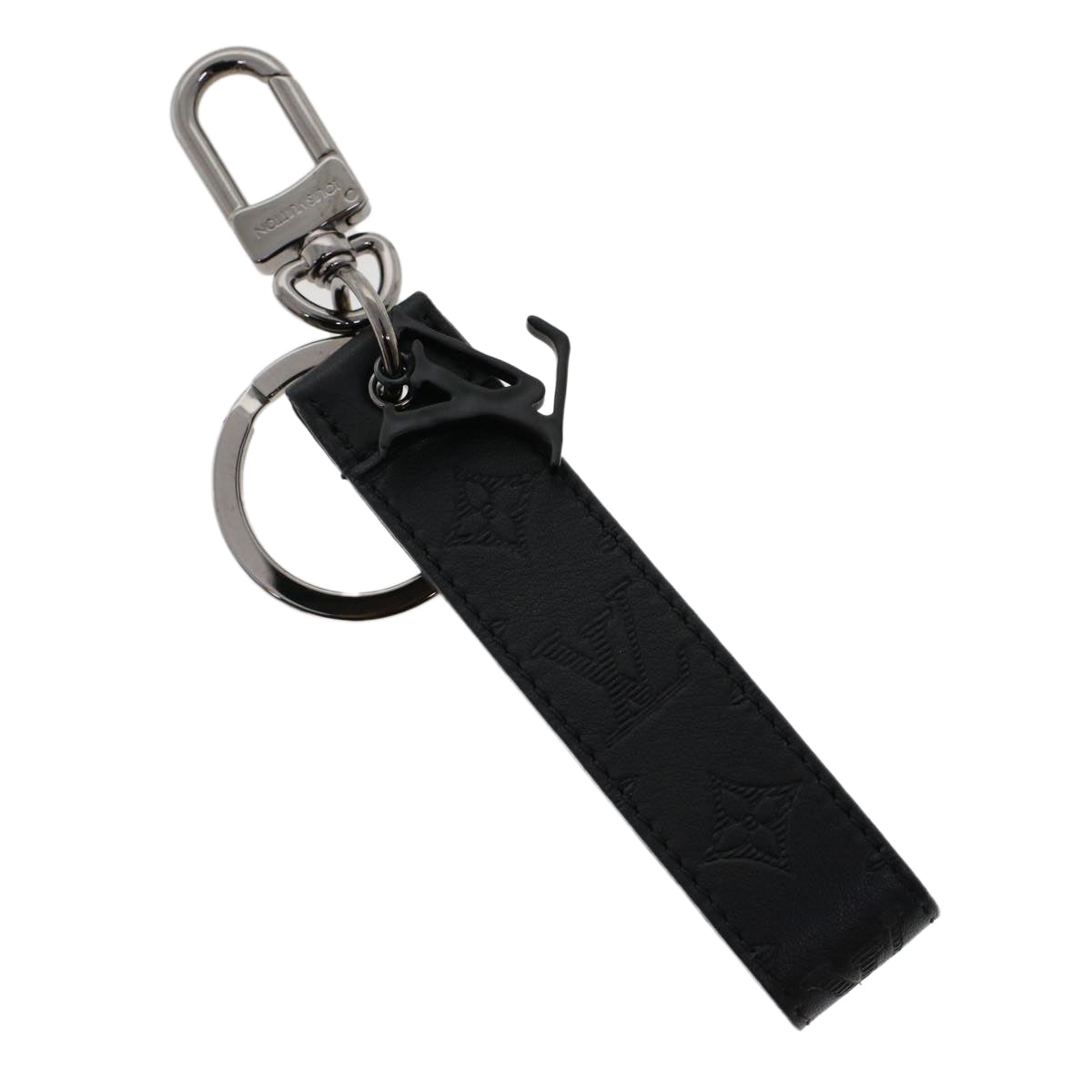 LOUIS VUITTON Monogram Shadow Porte Cles Dragonne Key Ring Black M68675 ac1982