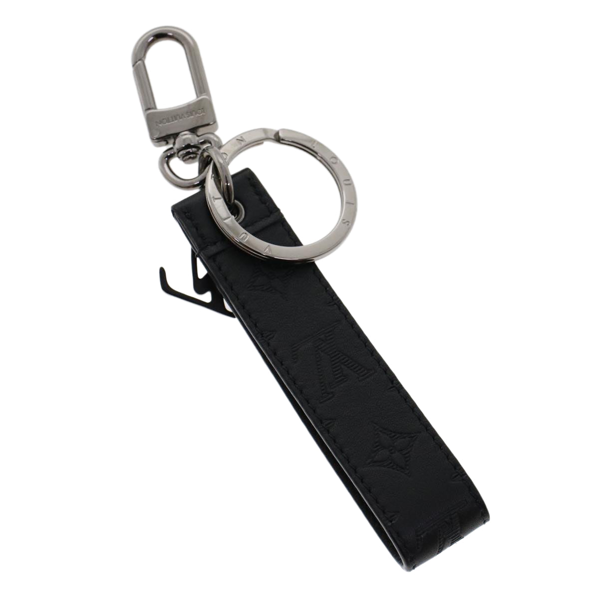 LOUIS VUITTON Monogram Shadow Porte Cles Dragonne Key Ring Black M68675 ac1982