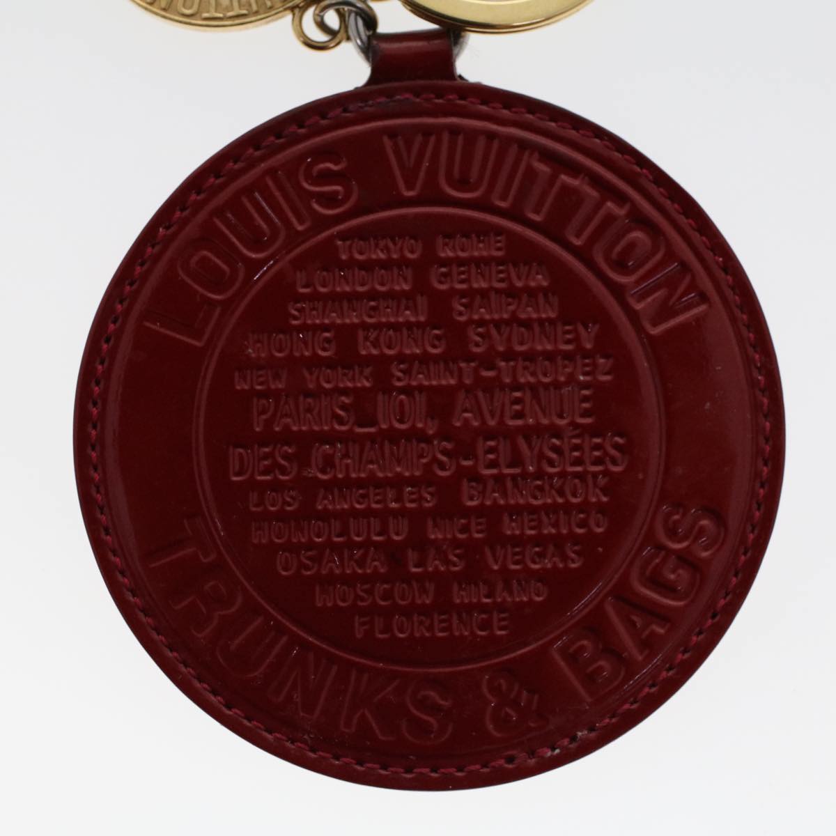 LOUIS VUITTON Vernis Porte Cles Ron Key Holder Red M93605 LV Auth ac1983