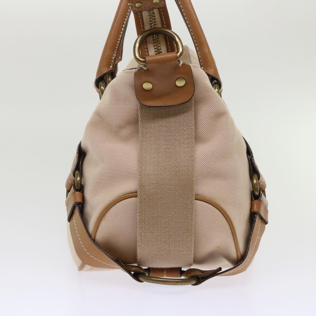 BURBERRY Blue Label Shoulder Bag Canvas 2way Beige Auth ac2007