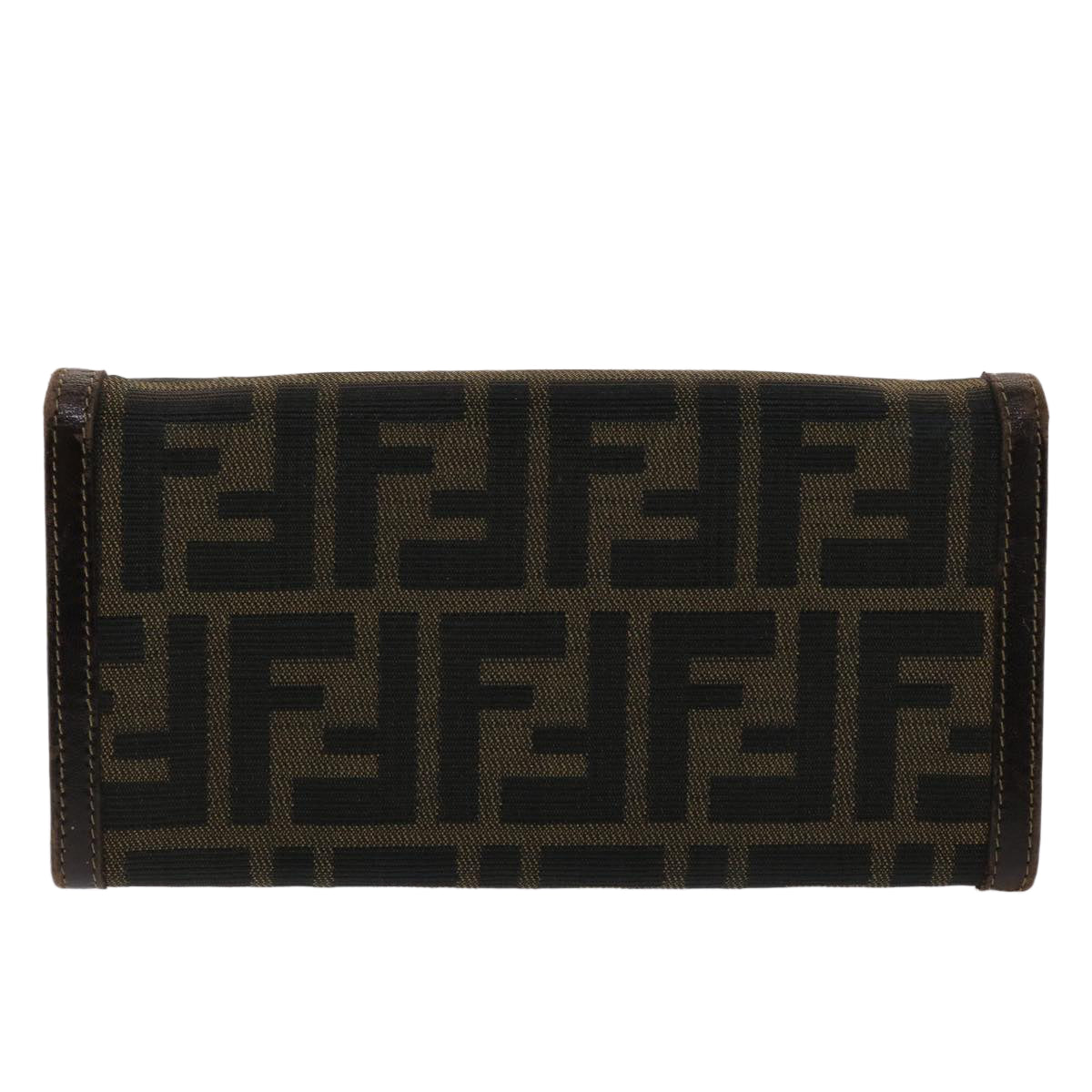 FENDI Zucca Canvas Long Wallet Black Brown 2309-30851/088 Auth ac2046 - 0