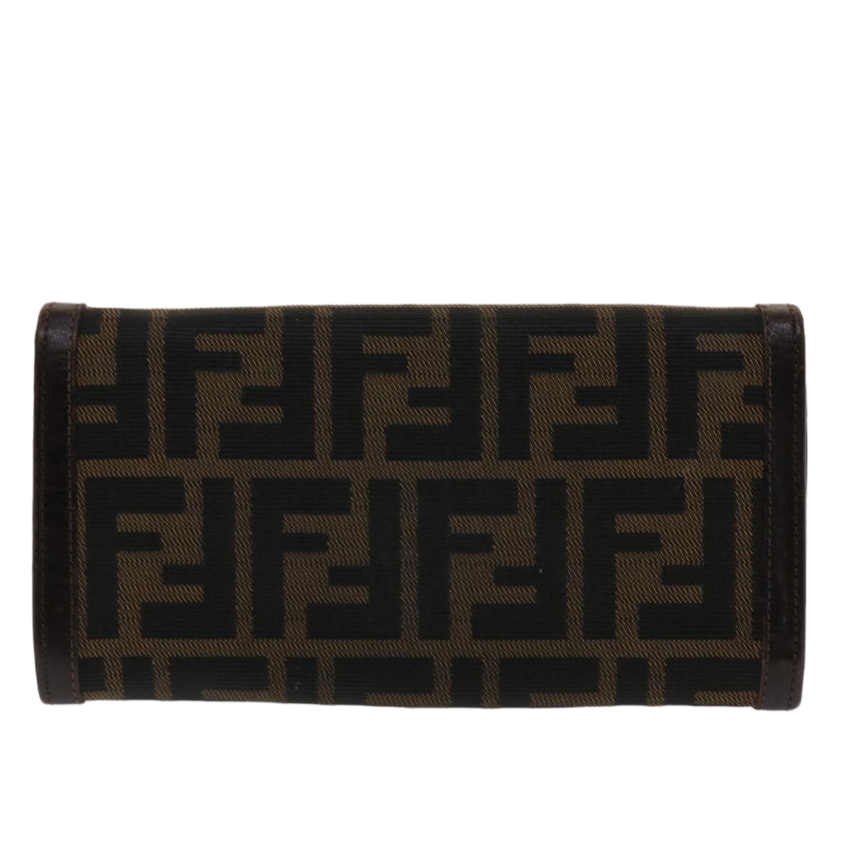 FENDI Zucca Canvas Long Wallet Black Brown Auth ac2048 - 0