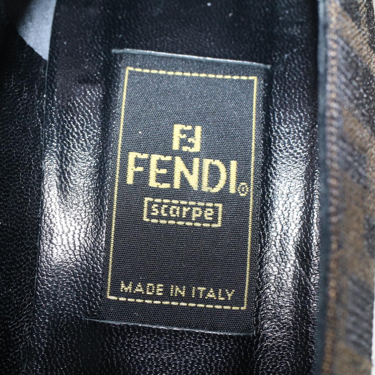 FENDI Zucca Canvas Pumps High Heels 34.5 Brown Black Auth ac2059