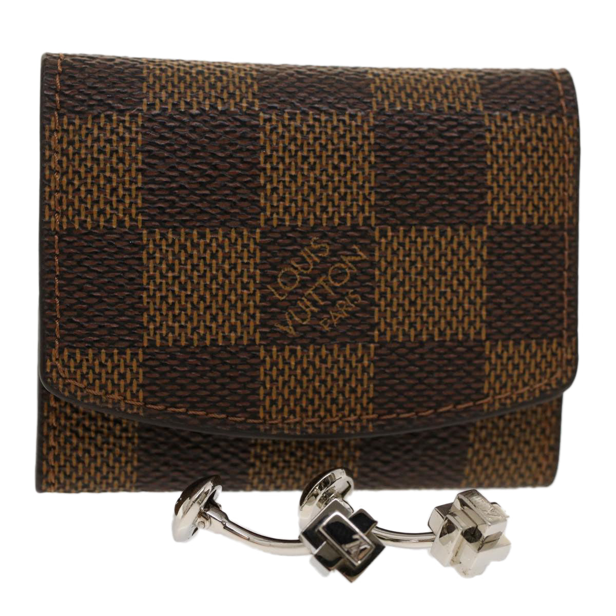 LOUIS VUITTON Damier Ebene Bouton De Manchette Motif Cuffs M61971 LV Auth ac2078