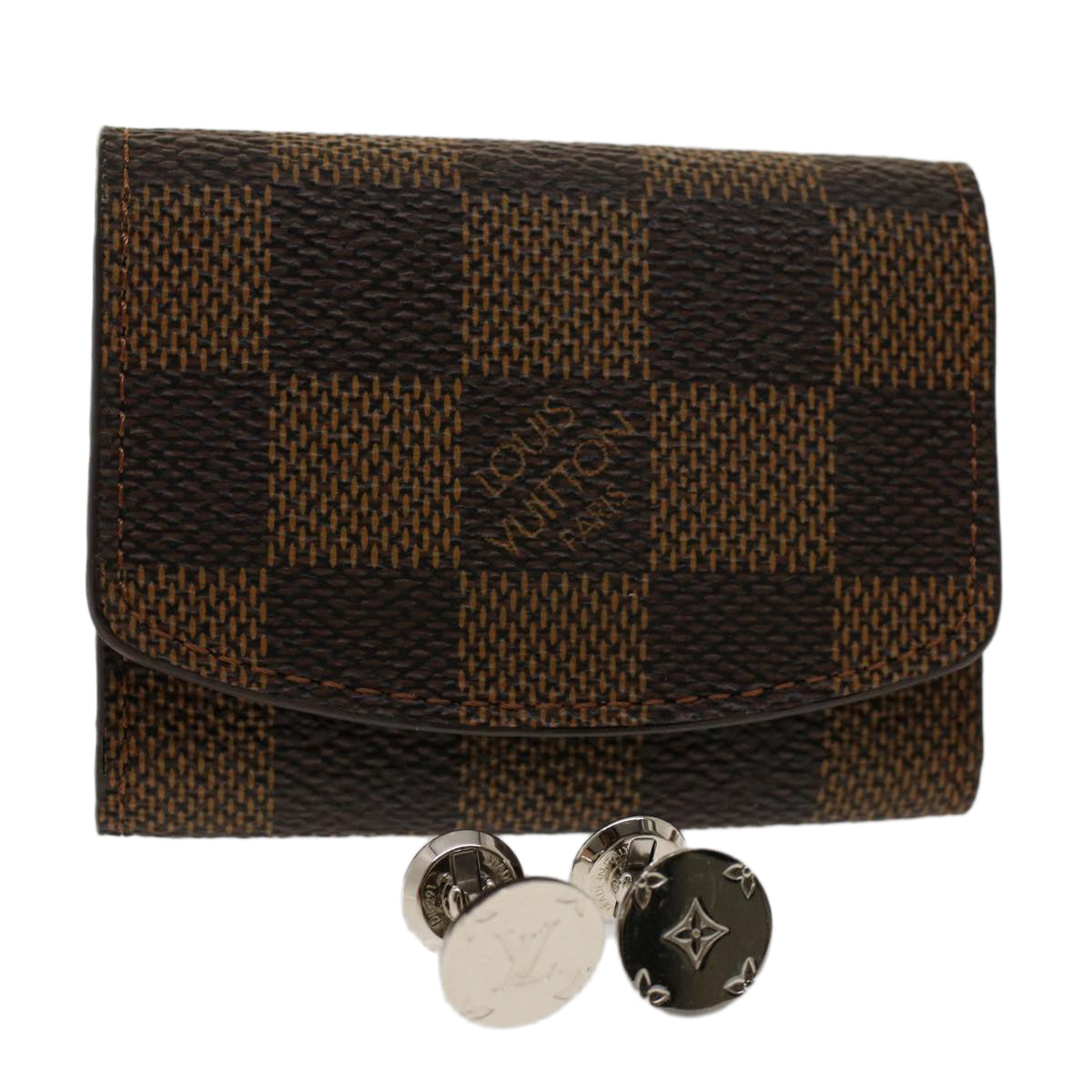 LOUIS VUITTON Damier Ebene Bouton De Manchette Motif Cuffs M61971 LV Auth ac2079