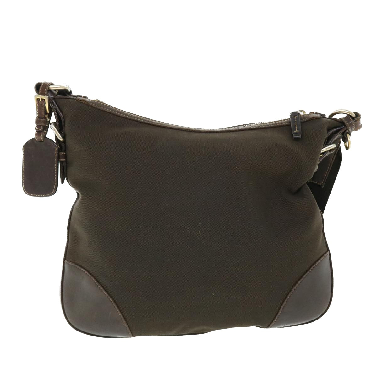 PRADA Shoulder Bag Canvas Leather Brown Auth ac2116 - 0