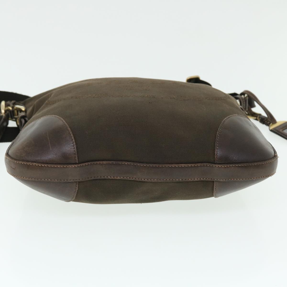 PRADA Shoulder Bag Canvas Leather Brown Auth ac2116