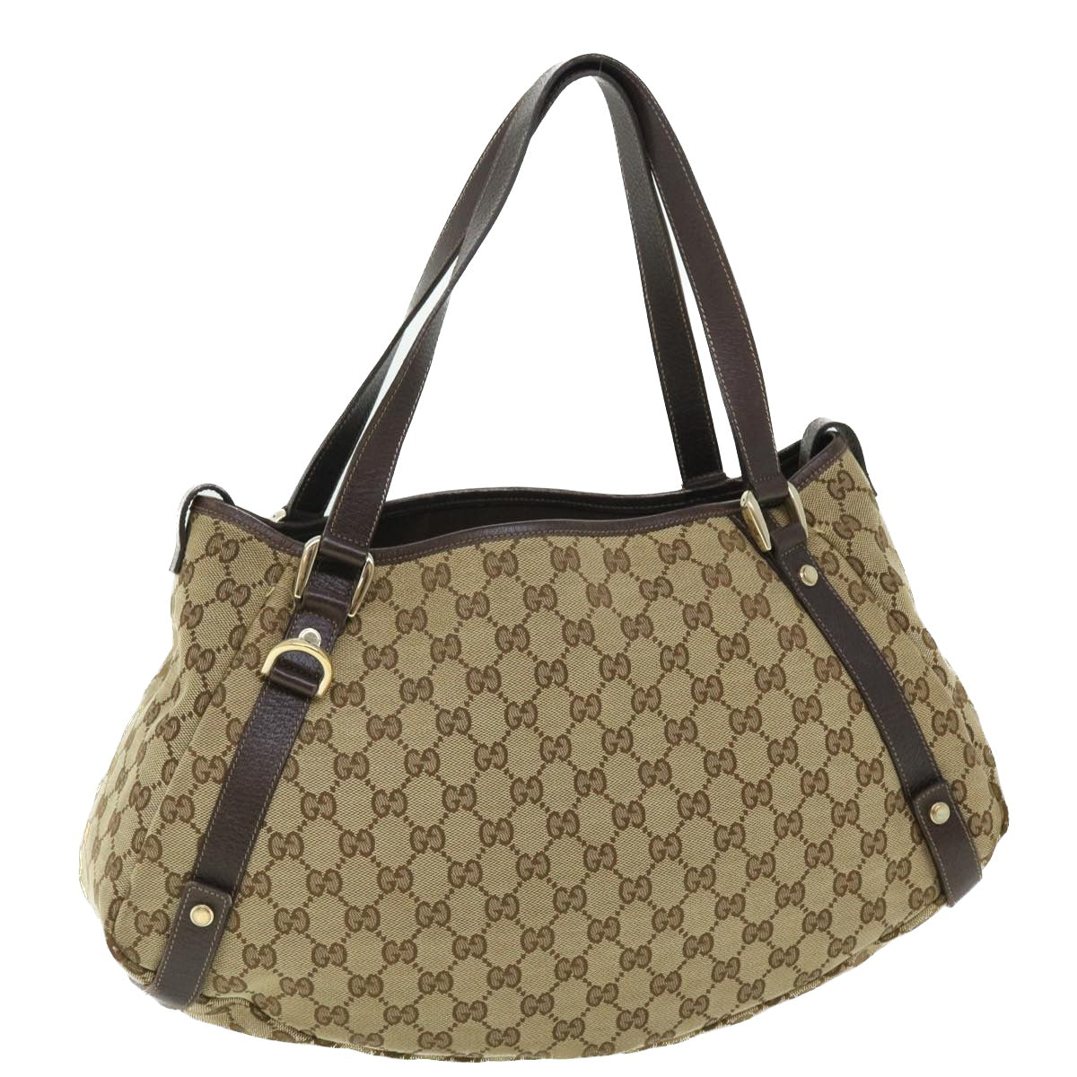 GUCCI GG Canvas Shoulder Bag Beige Brown 130736 Auth ac2133