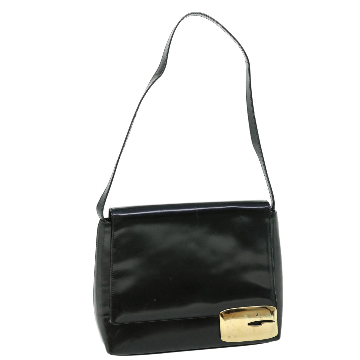 GUCCI Shoulder Bag Patent leather Black 001 3444 1812 Auth ac2141