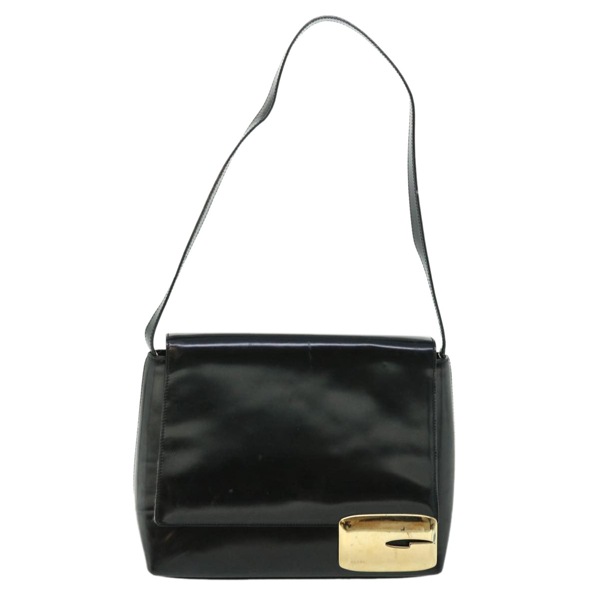 GUCCI Shoulder Bag Patent leather Black 001 3444 1812 Auth ac2141