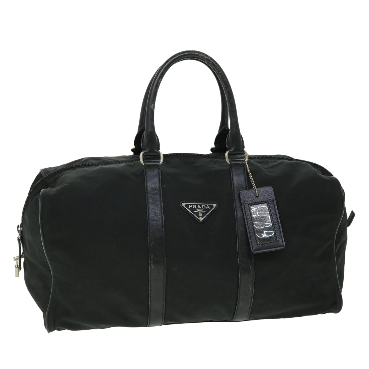 PRADA Boston Bag Nylon Black Auth ac2144