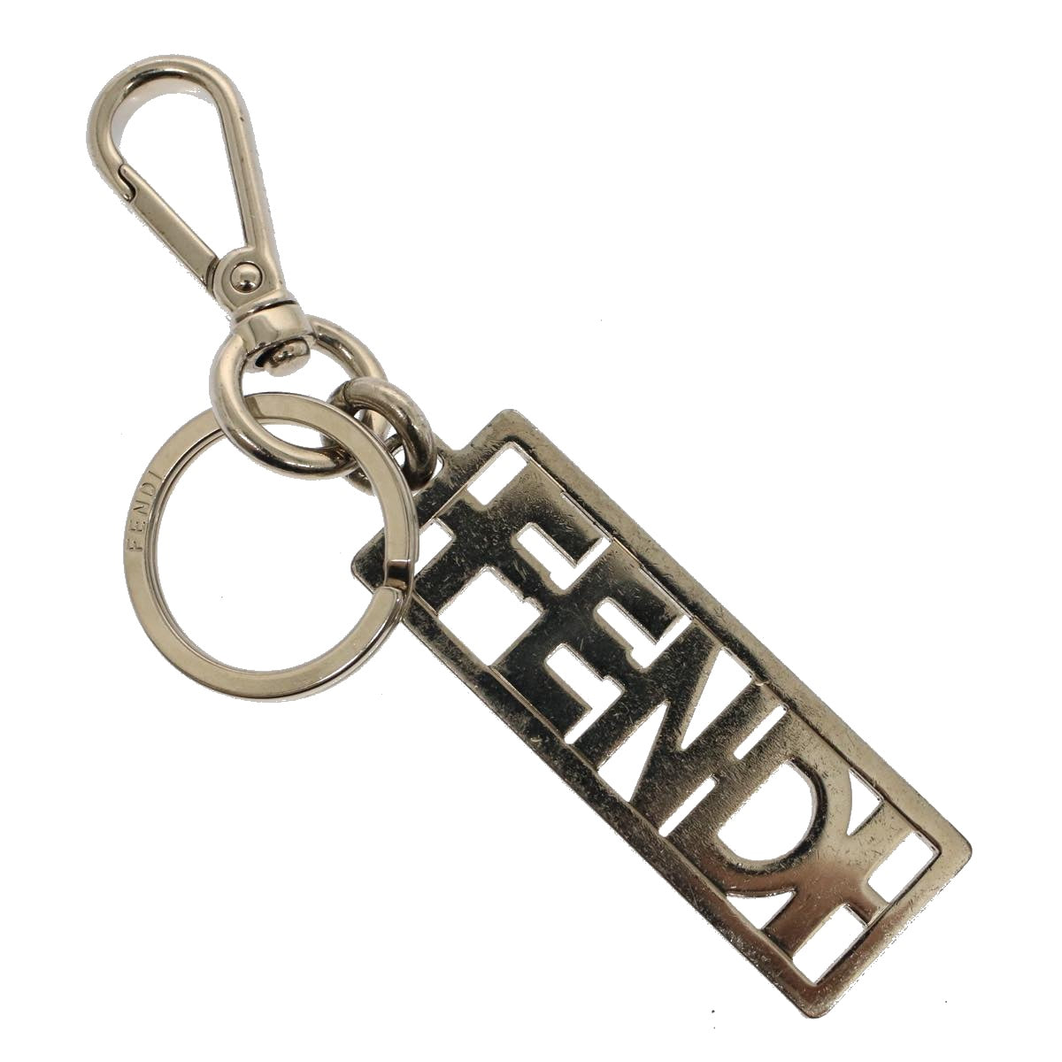 FENDI Key Holder Metal Silver Auth ac2145