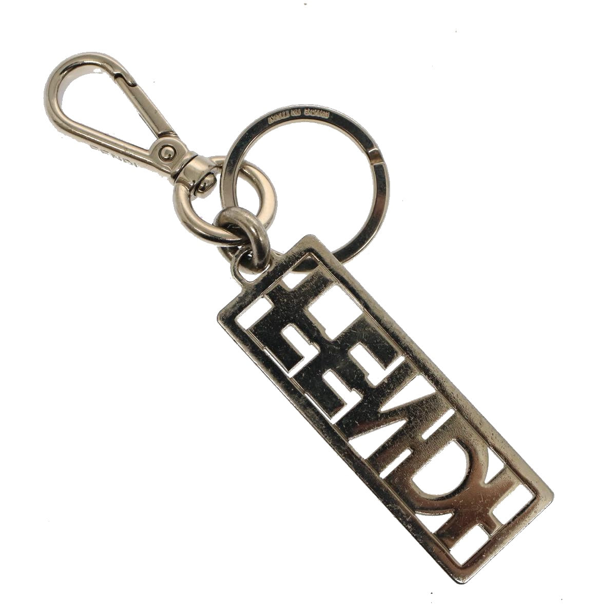 FENDI Key Holder Metal Silver Auth ac2145