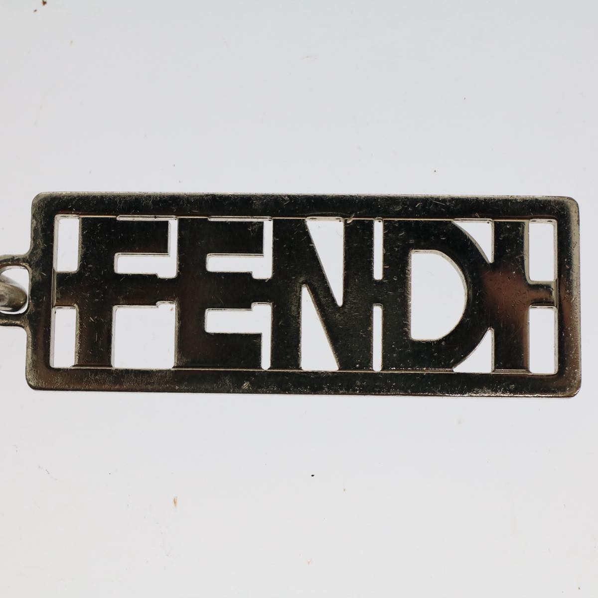 FENDI Key Holder Metal Silver Auth ac2145