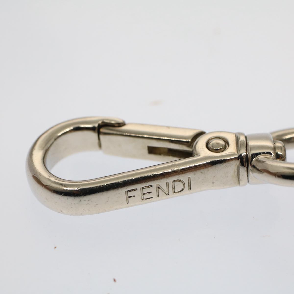 FENDI Key Holder Metal Silver Auth ac2145