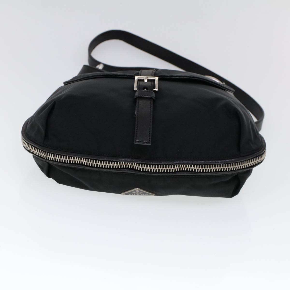 PRADA Shoulder Bag Nylon Leather Black Auth ac2158