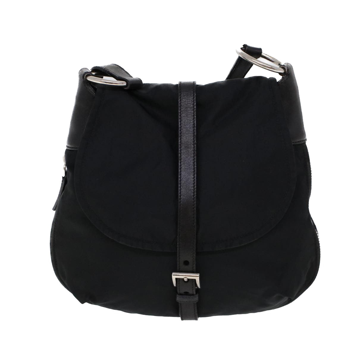 PRADA Shoulder Bag Nylon Leather Black Auth ac2158 - 0