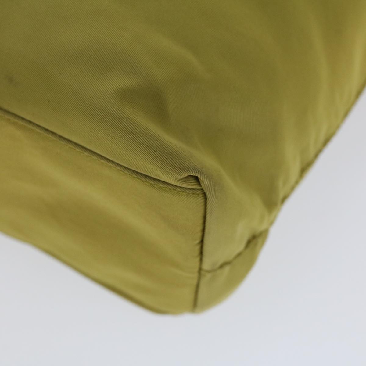 PRADA Shoulder Bag Nylon Yellow Green khaki Auth ac2162