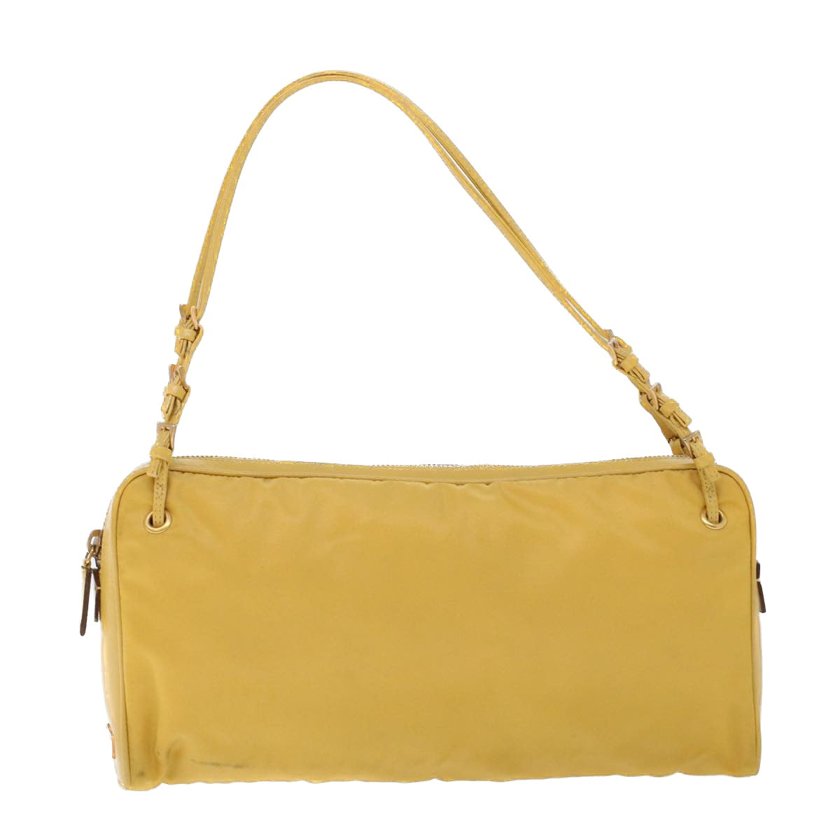 PRADA Shoulder Bag Nylon Leather Yellow Auth ac2164