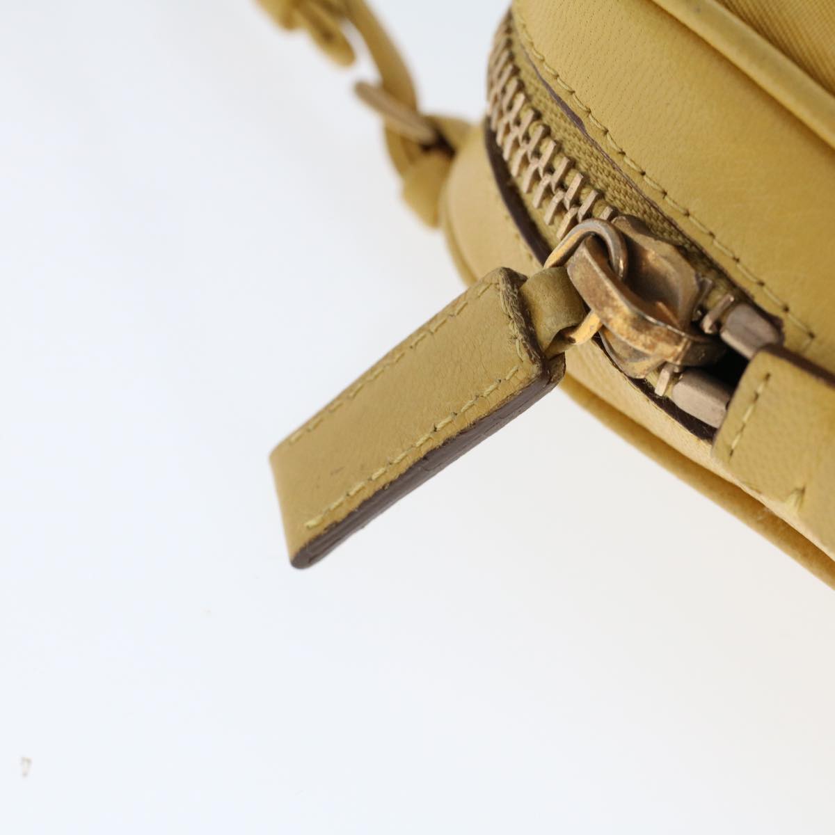 PRADA Shoulder Bag Nylon Leather Yellow Auth ac2164