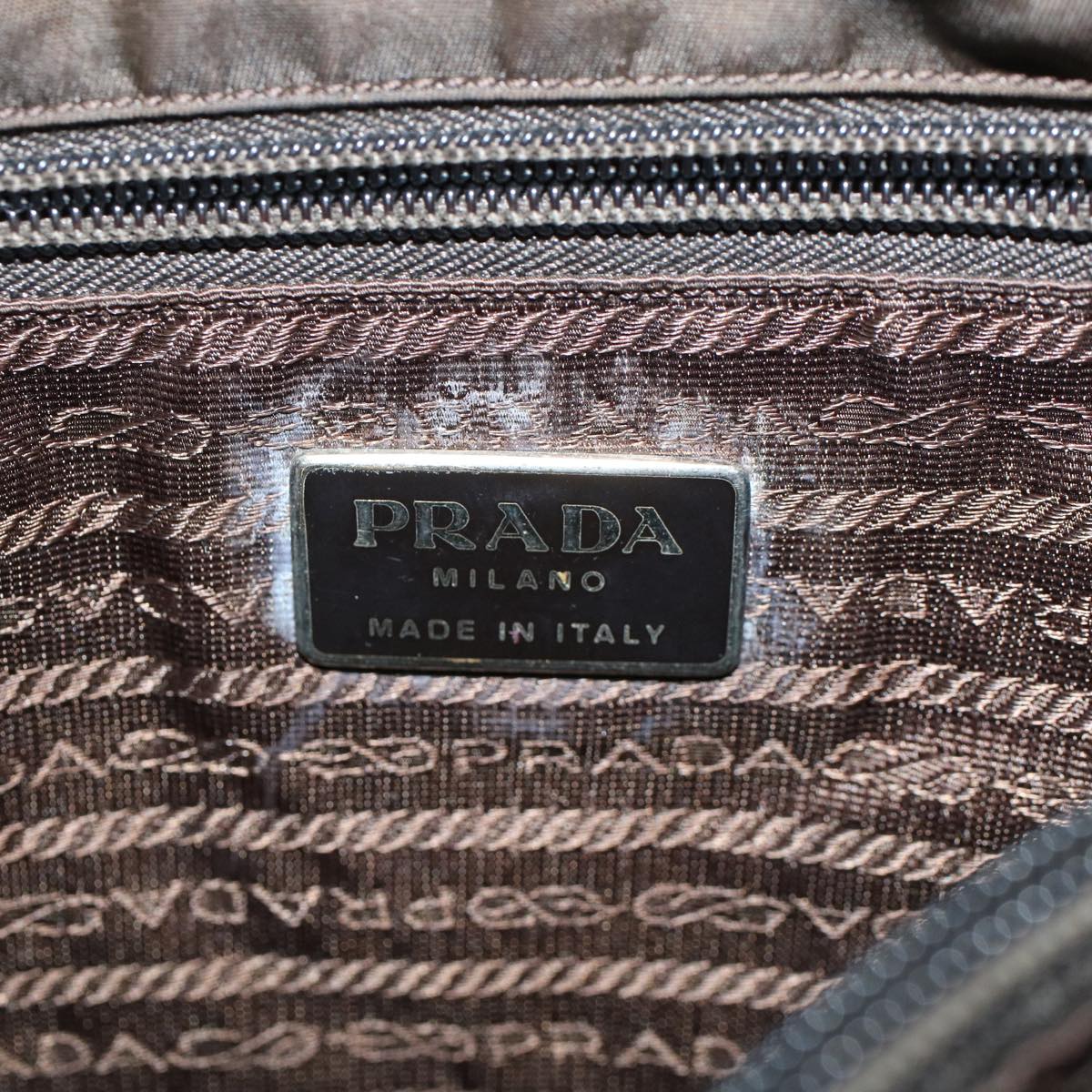 PRADA Hand Bag Nylon Brown Auth ac2166