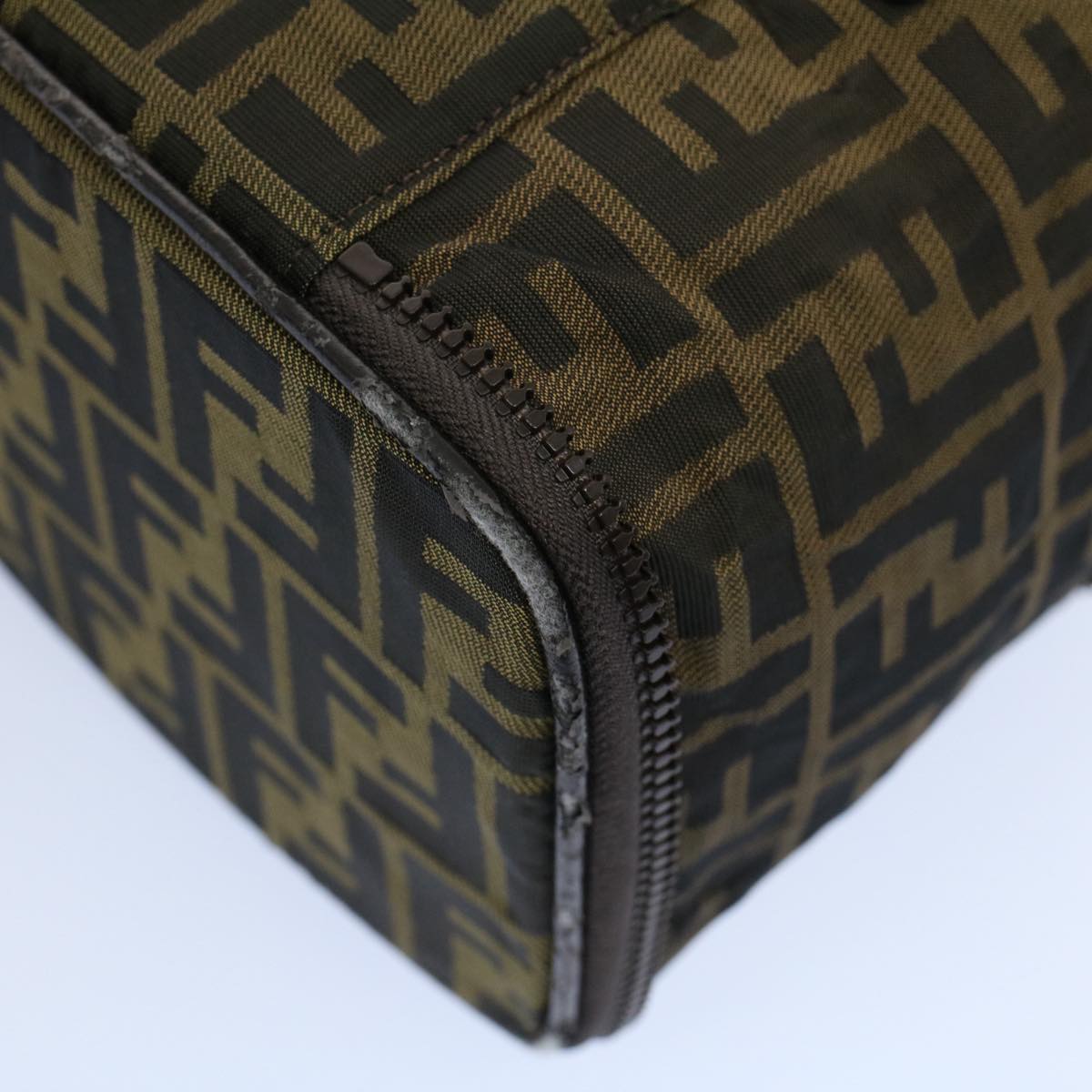 FENDI Zucca Canvas Vanity Cosmetic Pouch Brown Auth ac2172