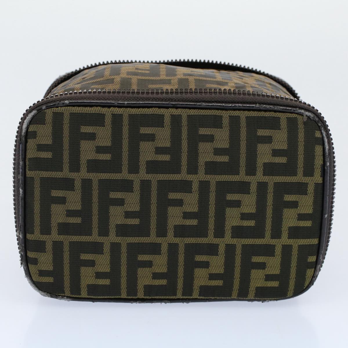 FENDI Zucca Canvas Vanity Cosmetic Pouch Brown Auth ac2172