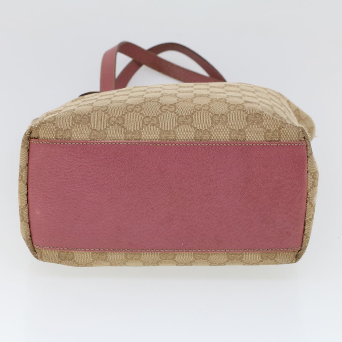 GUCCI GG Canvas Shoulder Bag Canvas Leather Beige Pink Auth ac2175