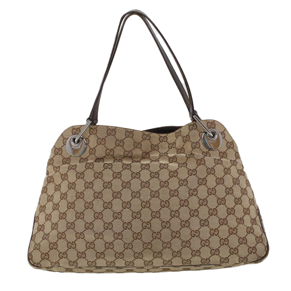 GUCCI GG Canvas Hand Bag Canvas Leather Beige Brown 121023 Auth ac2176 - 0