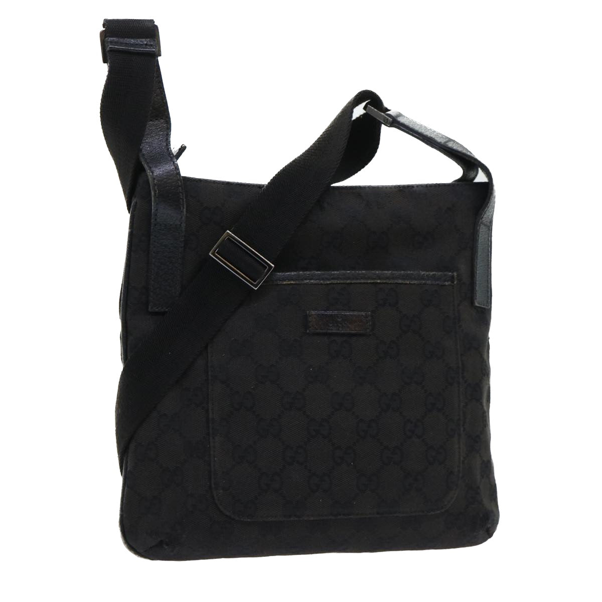 GUCCI GG Canvas Shoulder Bag Canvas Leather Black 122793 Auth ac2179