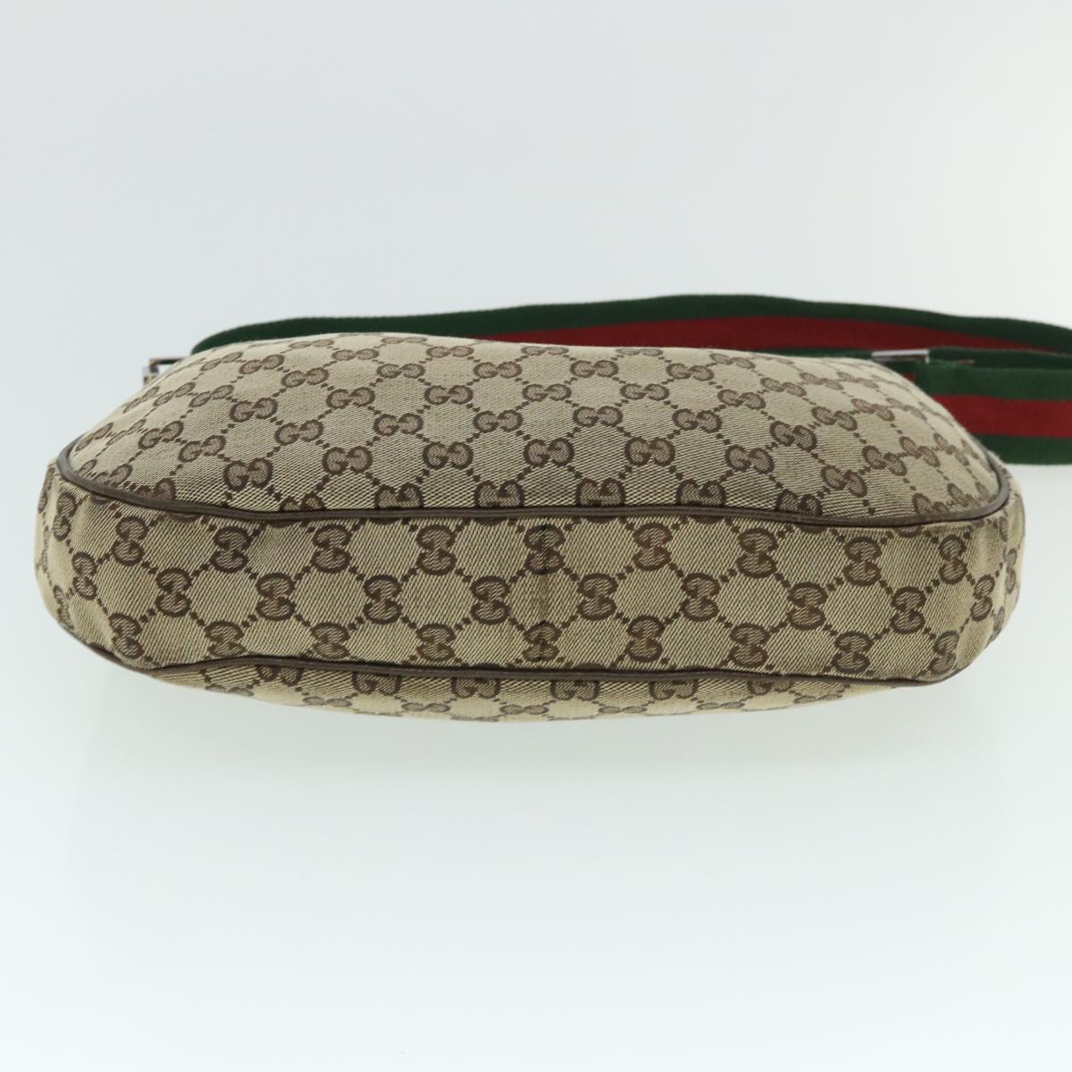 GUCCI GG Canvas Web Sherry Line Shoulder Bag Beige Red Green 122790 Auth ac2189