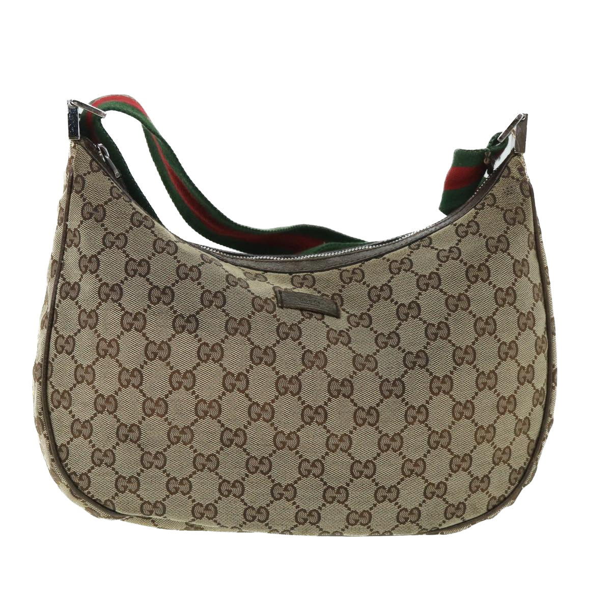 GUCCI GG Canvas Web Sherry Line Shoulder Bag Beige Red Green 122790 Auth ac2189