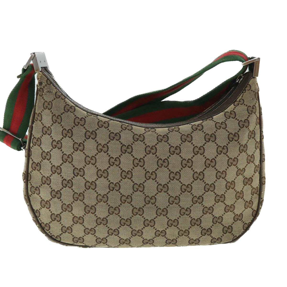 GUCCI GG Canvas Web Sherry Line Shoulder Bag Beige Red Green 122790 Auth ac2189 - 0