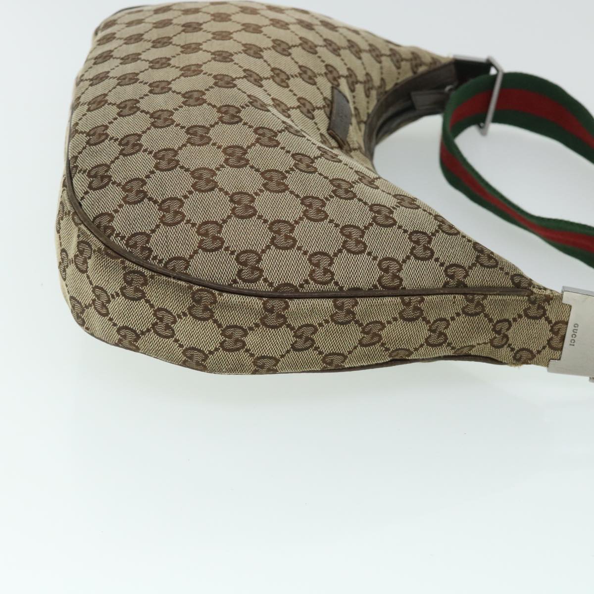 GUCCI GG Canvas Web Sherry Line Shoulder Bag Beige Red Green 122790 Auth ac2189