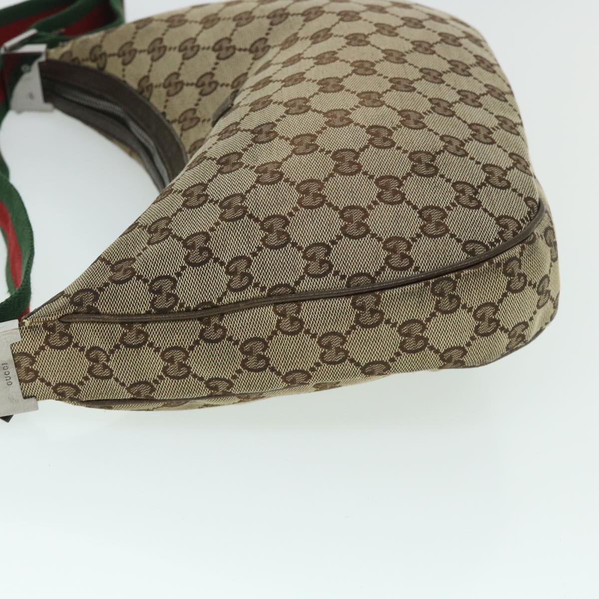 GUCCI GG Canvas Web Sherry Line Shoulder Bag Beige Red Green 122790 Auth ac2189