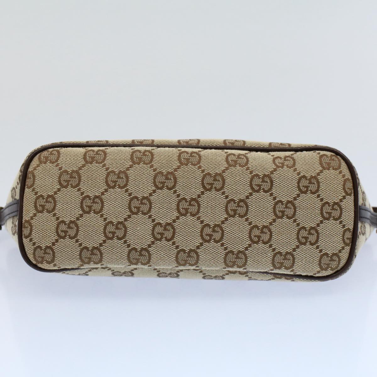 GUCCI GG Canvas Accessory Pouch Leather Beige 07198 Auth ac2192