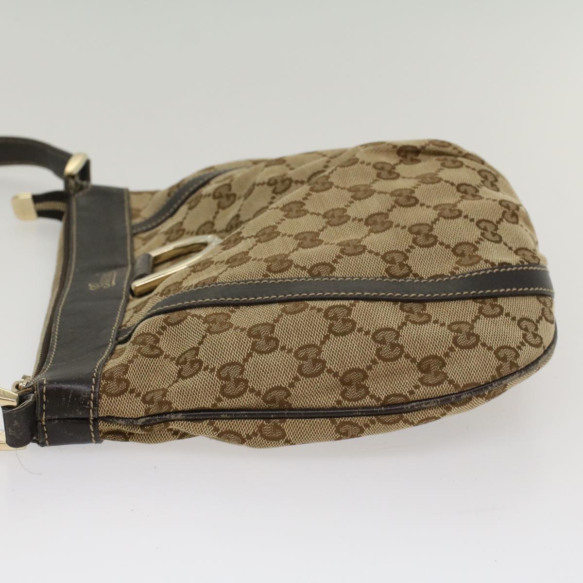 GUCCI GG Canvas Shoulder Bag Leather Beige 203257 Auth ac2198