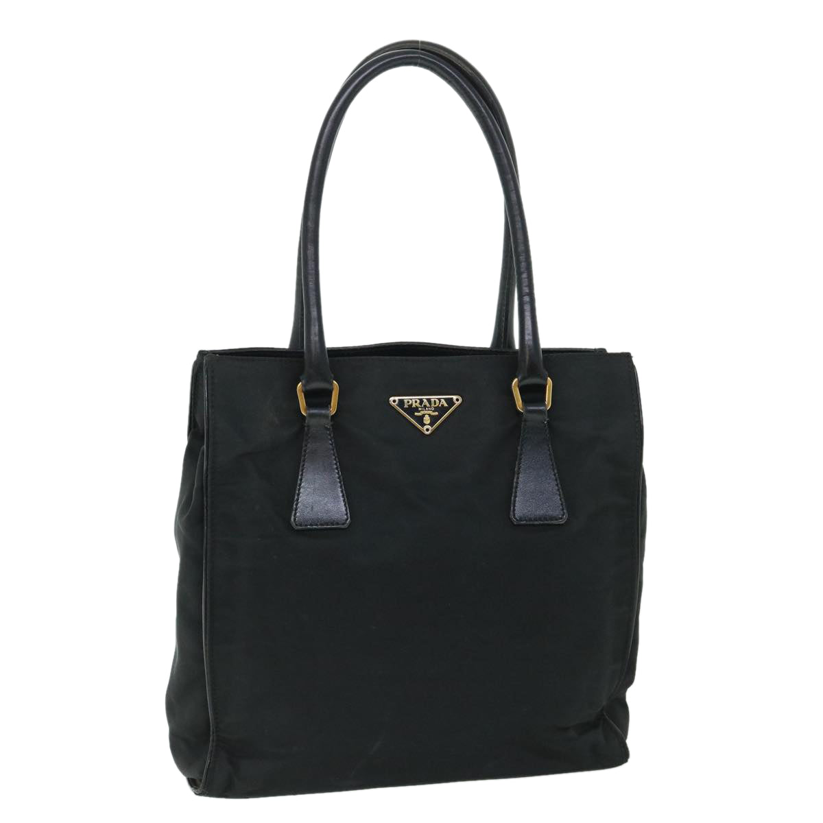 PRADA Hand Bag Nylon Leather Black Auth ac2203