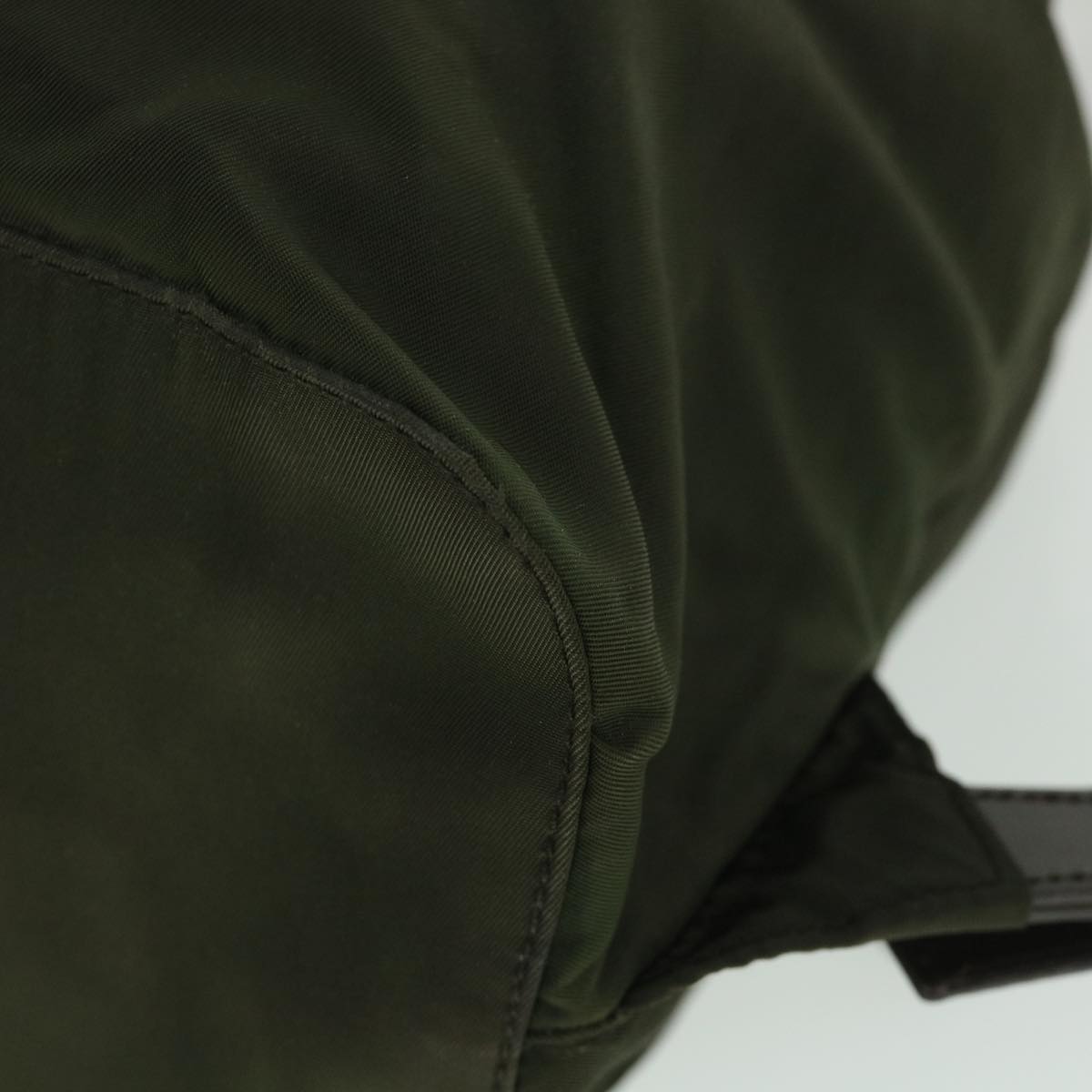 PRADA Backpack Nylon Leather Green Brown Auth ac2230
