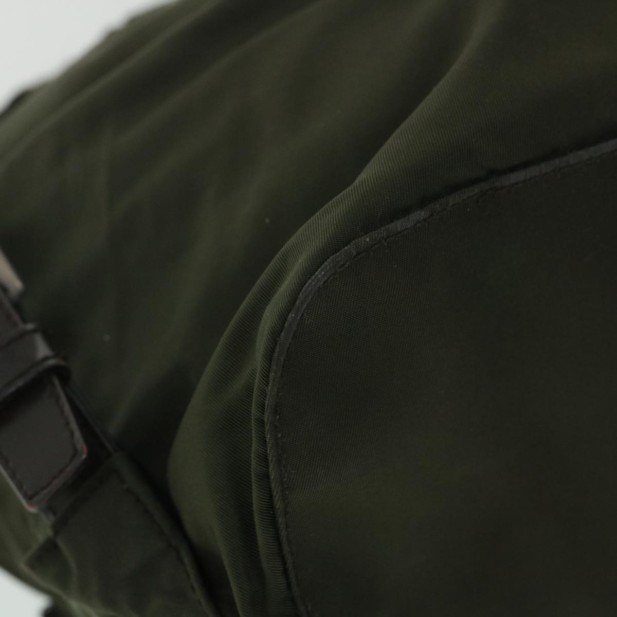 PRADA Backpack Nylon Leather Green Brown Auth ac2230