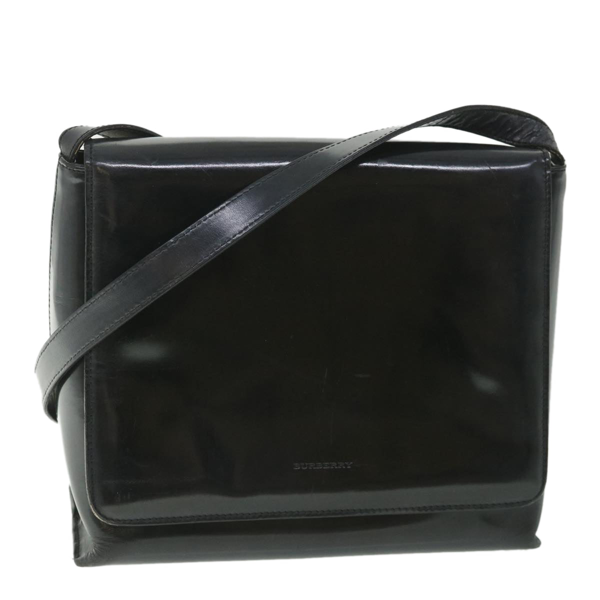 BURBERRY Shoulder Bag Leather Black Auth ac2232