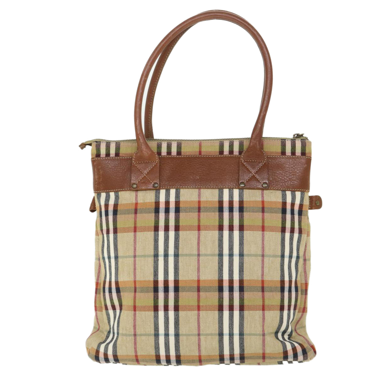 BURBERRY Nova Check Hand Bag Canvas Leather Beige Brown Auth ac2237