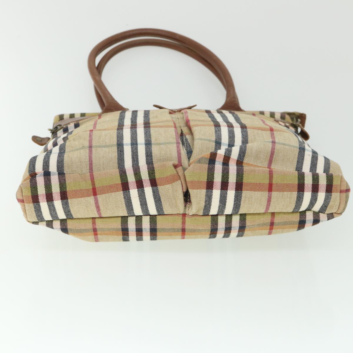 BURBERRY Nova Check Hand Bag Canvas Leather Beige Brown Auth ac2237