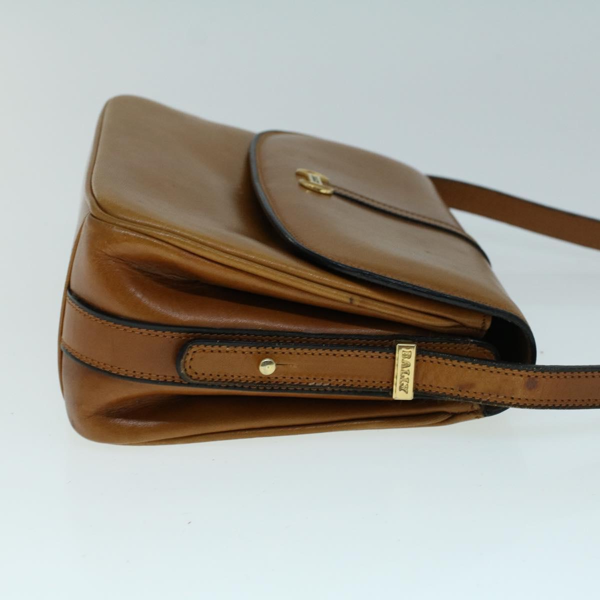 BALLY Shoulder Bag Leather Brown Auth ac2272