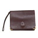 CARTIER Clutch Bag Leather Red Auth ac2283-13