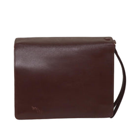 CARTIER Clutch Bag Leather Red Auth ac2283 - 0