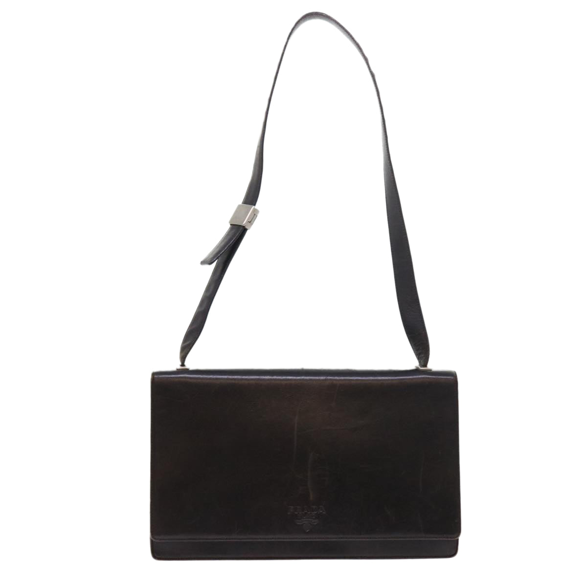 PRADA Shoulder Bag Leather Black Auth ac2284